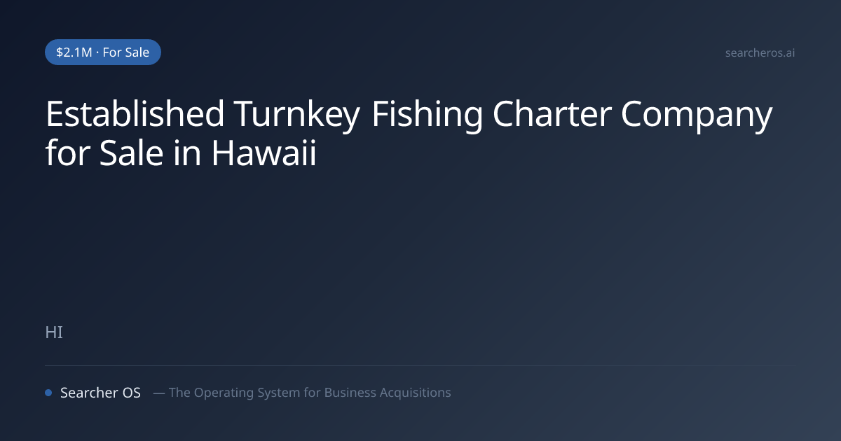 Established Turnkey Fishing Charter Company for Sale in Hawaii ...